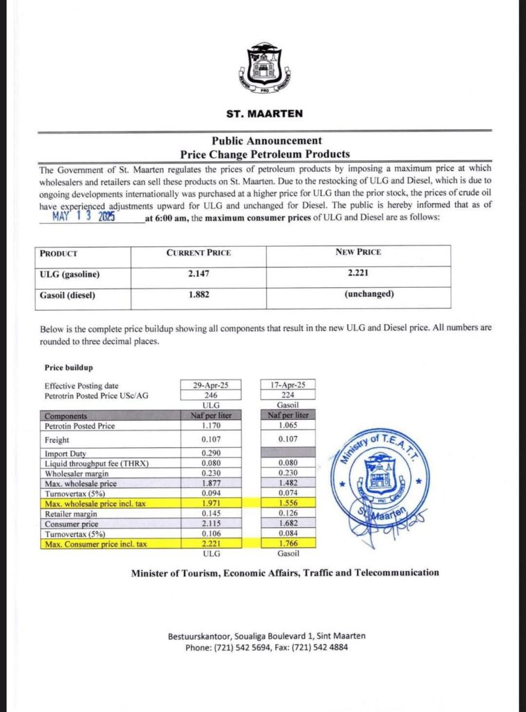 Gas prices going up TODAY! Dutch St Maarten 