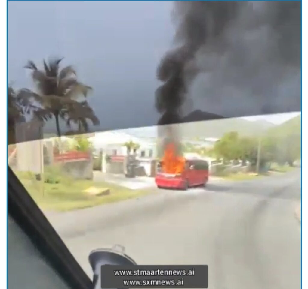 Video Happening Right Now Car On Fire SXM St Maarten