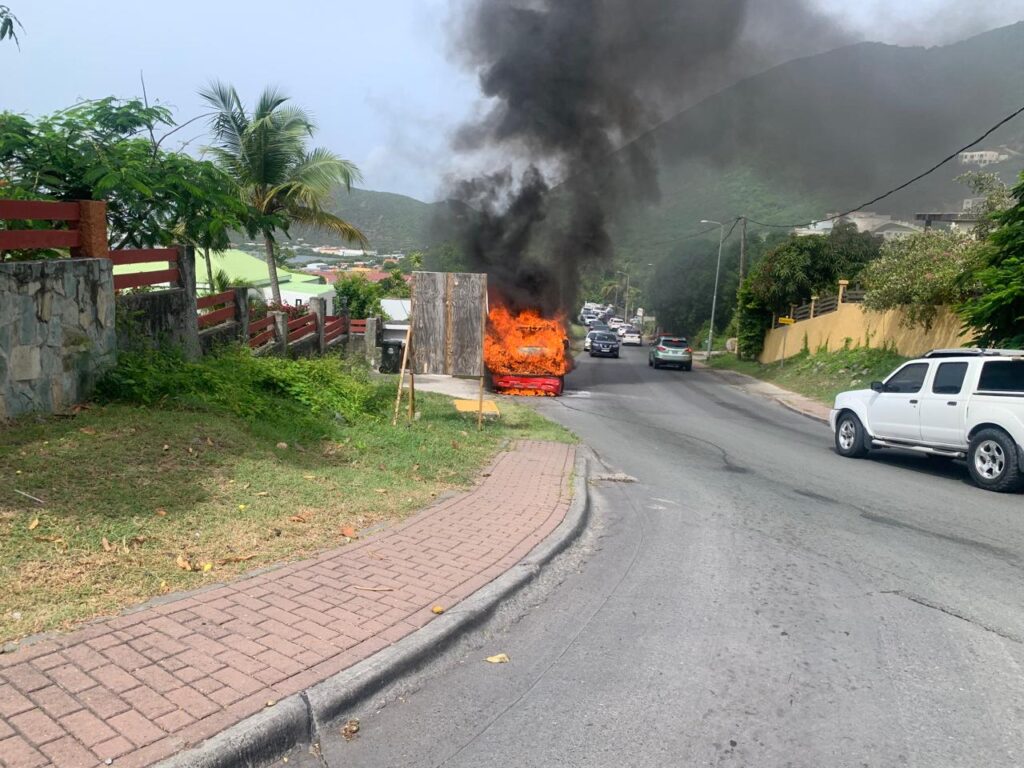 Another car on fire Sxm Sint Maarten St Maarten