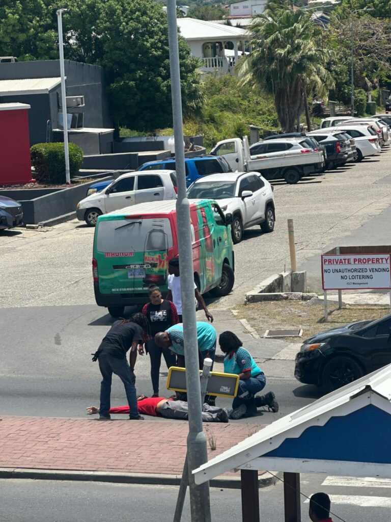 Happening now somebody got knocked down in the street St Maarten