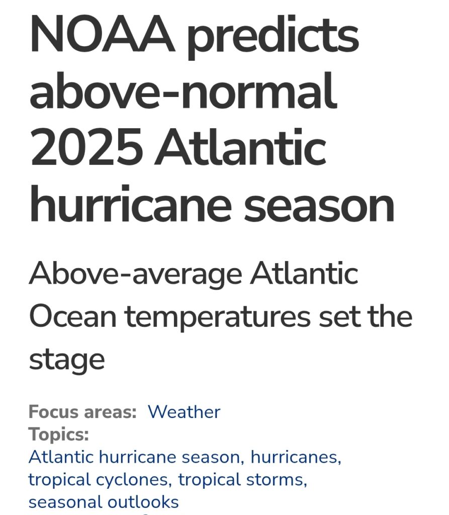 Above Normal 2025 Atlantic Hurricane Season NOAA St Maarten News 